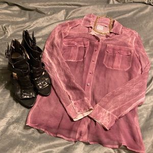 Sheer Magenta Snakeskin Blouse 💗